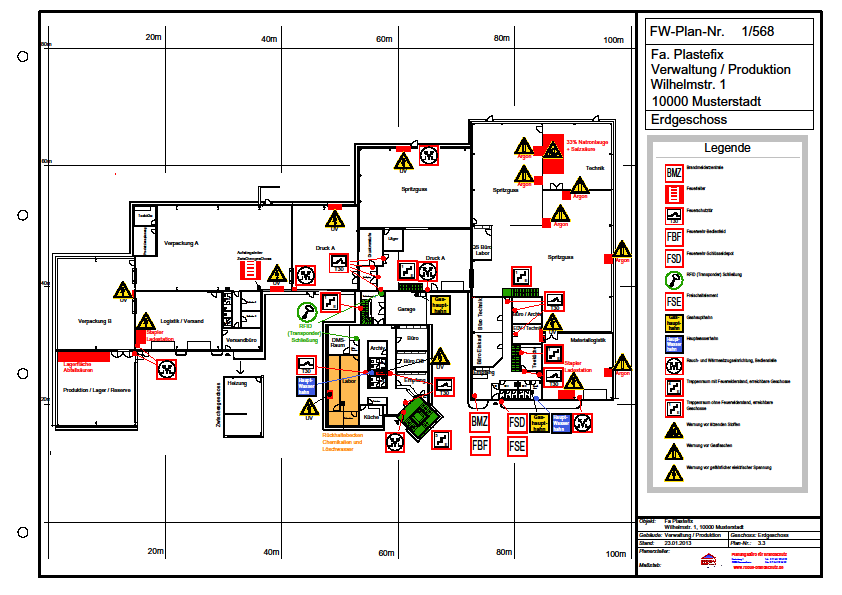 2.3 Organisatorischer Brandschutz 2.3.3 wirksame Löscharbeiten ermöglichen Feuerwehrplan zur Orientierung für die Einsatzkräfte der Feuerwehr enthält Informationen über Zufahrten und