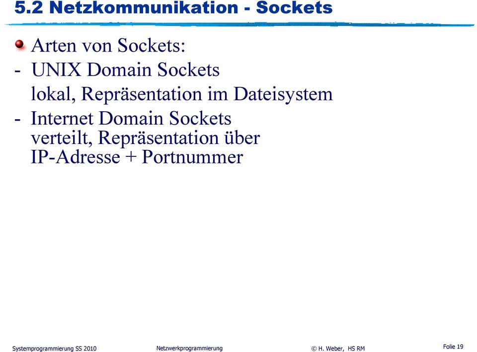 - UNIX Domain Sockets lokal, Repräsentation im
