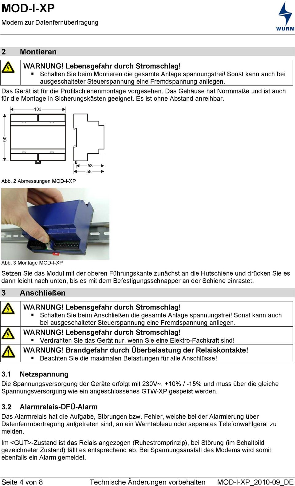 2 Abmessungen MOD-I-XP 53 58 Abb.