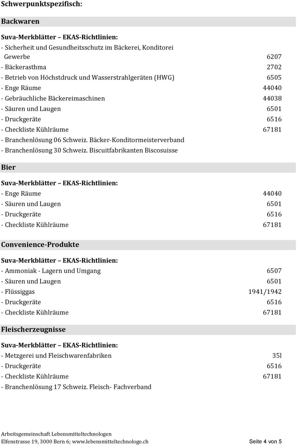 Bäcker-Konditormeisterverband - Branchenlösung 30 Schweiz.