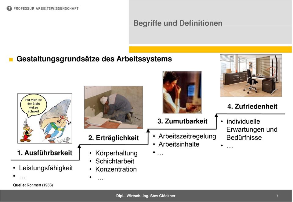 Ausführbarkeit Körperhaltung Schichtarbeit Leistungsfähigkeit Konzentration