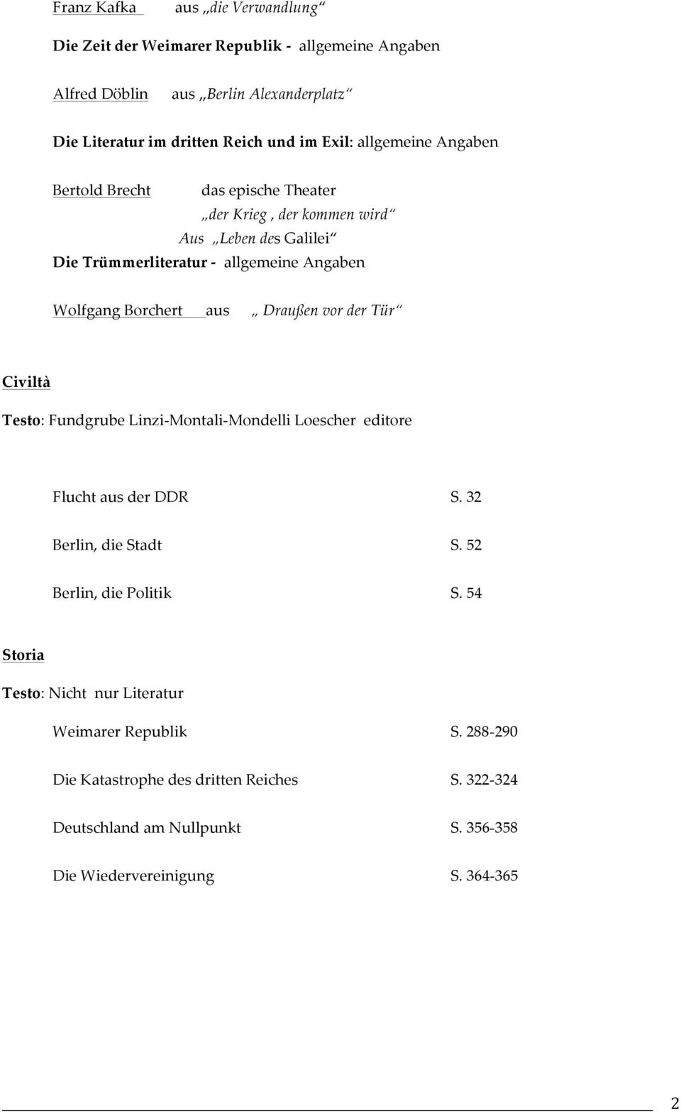 Draußen vor der Tür Civiltà Testo: Fundgrube Linzi- Montali- Mondelli Loescher editore Flucht aus der DDR S. 32 Berlin, die Stadt S. 52 Berlin, die Politik S.