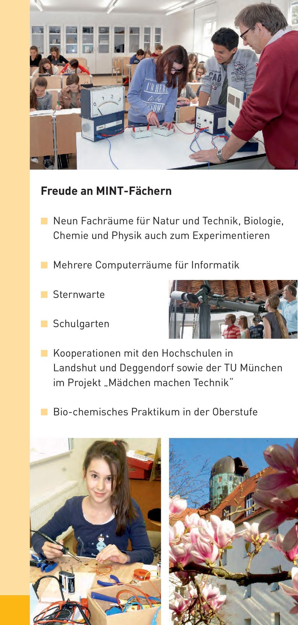 Schulgarten Kooperationen mit den Hochschulen in Landshut und Deggendorf sowie der