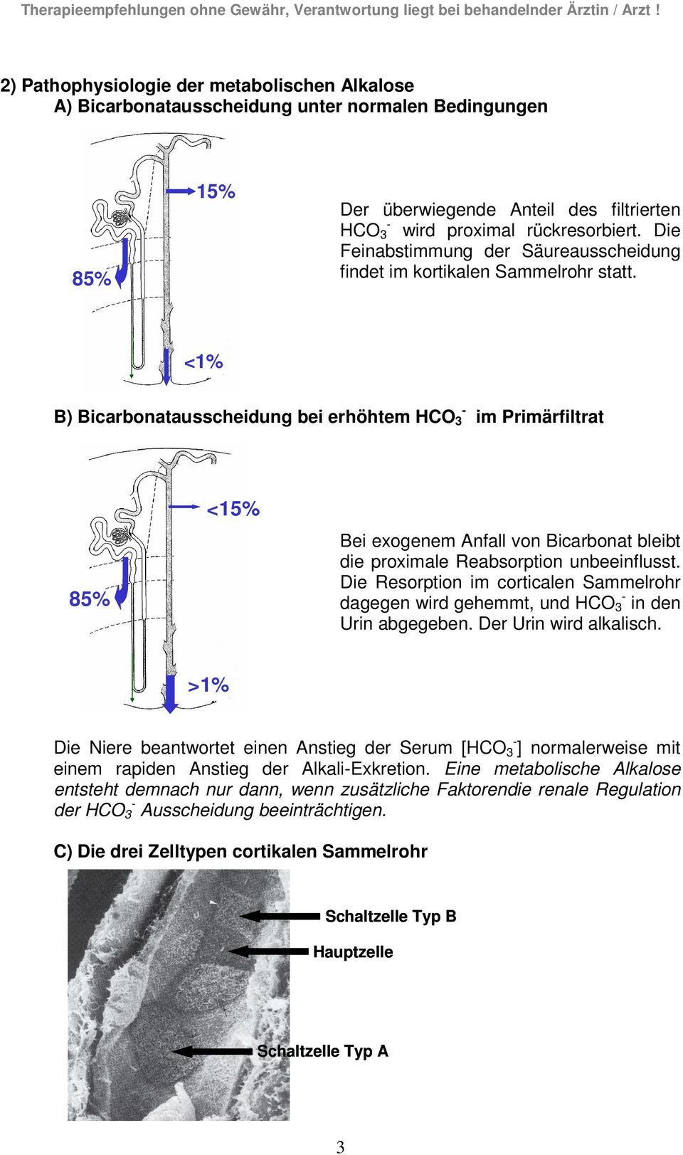 <1% B) Bicarbonatausscheidung bei erhöhtem HCO im Primärfiltrat 85% <15% Bei exogenem Anfall von Bicarbonat bleibt die proximale Reabsorption unbeeinflusst.