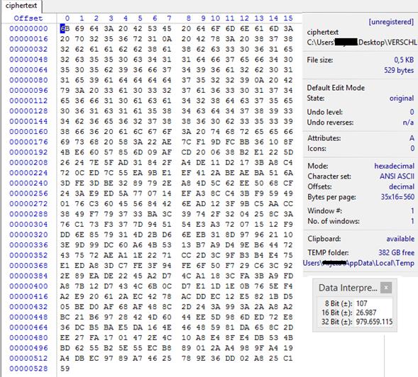 einige Grundkenntnisse ( WinHex, Aufbau einer Blockchiffre (Threefish), XOR, ASCII-