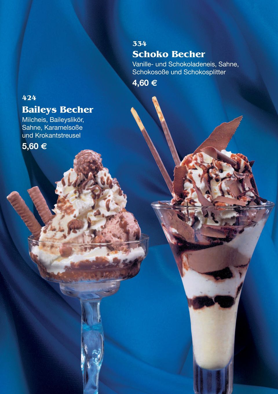 Schoko Becher Vanille- und Schokoladeneis,