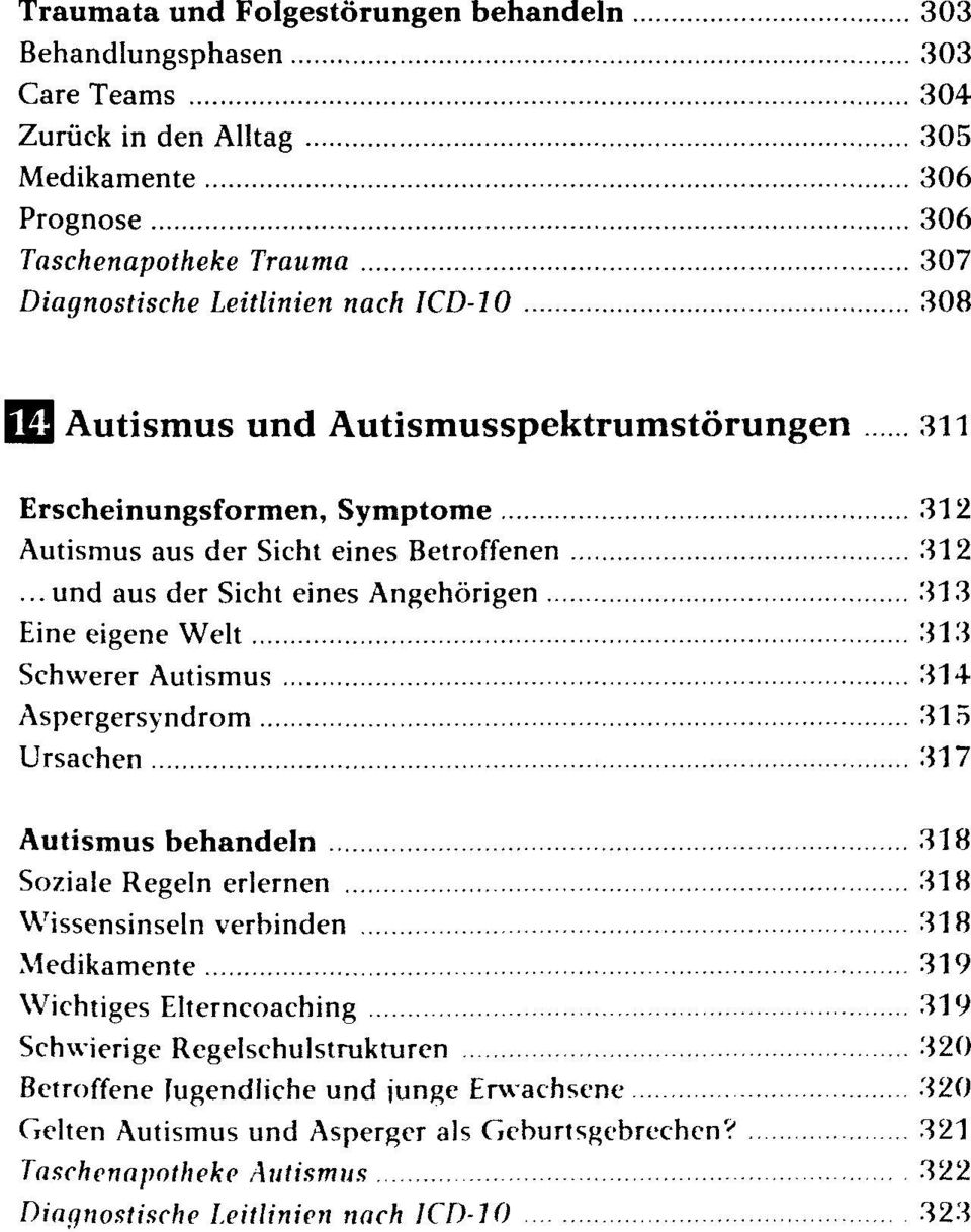 ..und aus der Sicht eines Angehörigen 313 Eine eigene 313 Schwerer Autismus Ursachen Autismus behandeln Soziale Regeln erlernen 318 Wissensinseln verbinden Medikamente 319