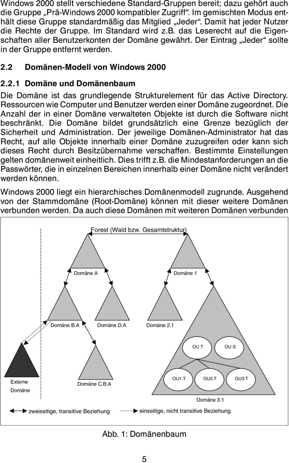 2.2 Domänen-Modell von Windows 2000 2.2.1 Domäne und Domänenbaum Die Domäne ist das grundlegende Strukturelement für das Active Directory.
