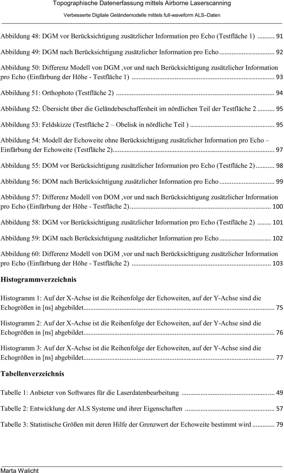 im nördlichen Teil der Testfläche 2 Abbildung 53:Feldskizze (Testfläche 2 Obelisk in nördliche Teil ) Abbildung 54: Modell der Echoweite ohne Berücksichtigung zusätzlicher Information pro Echo