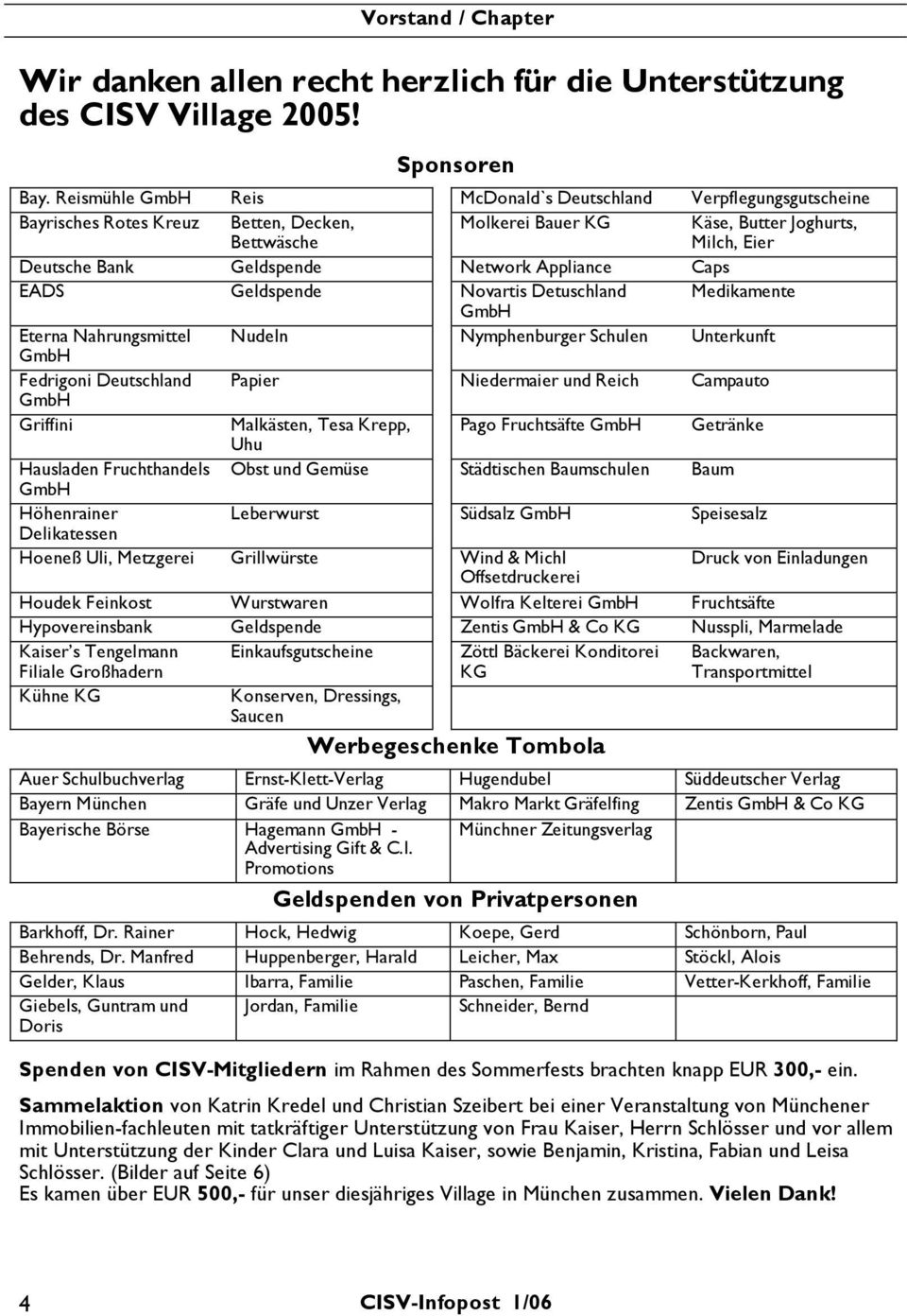 Network Appliance Caps EADS Geldspende Novartis Detuschland Medikamente GmbH Eterna Nahrungsmittel Nudeln Nymphenburger Schulen Unterkunft GmbH Fedrigoni Deutschland Papier Niedermaier und Reich