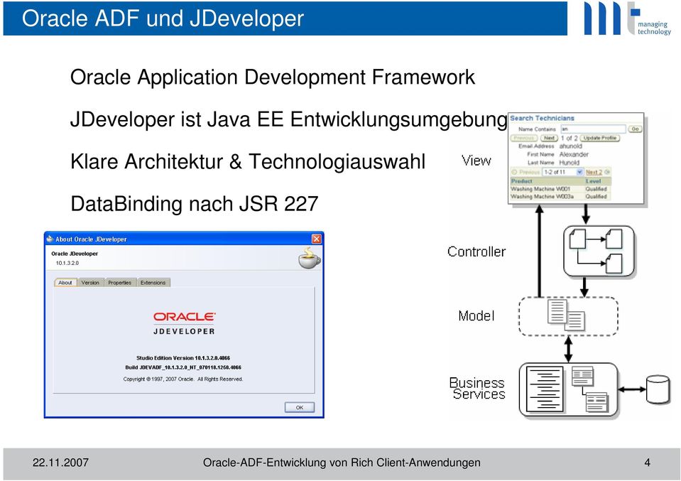 Architektur & Technologiauswahl DataBinding nach JSR 227 22.