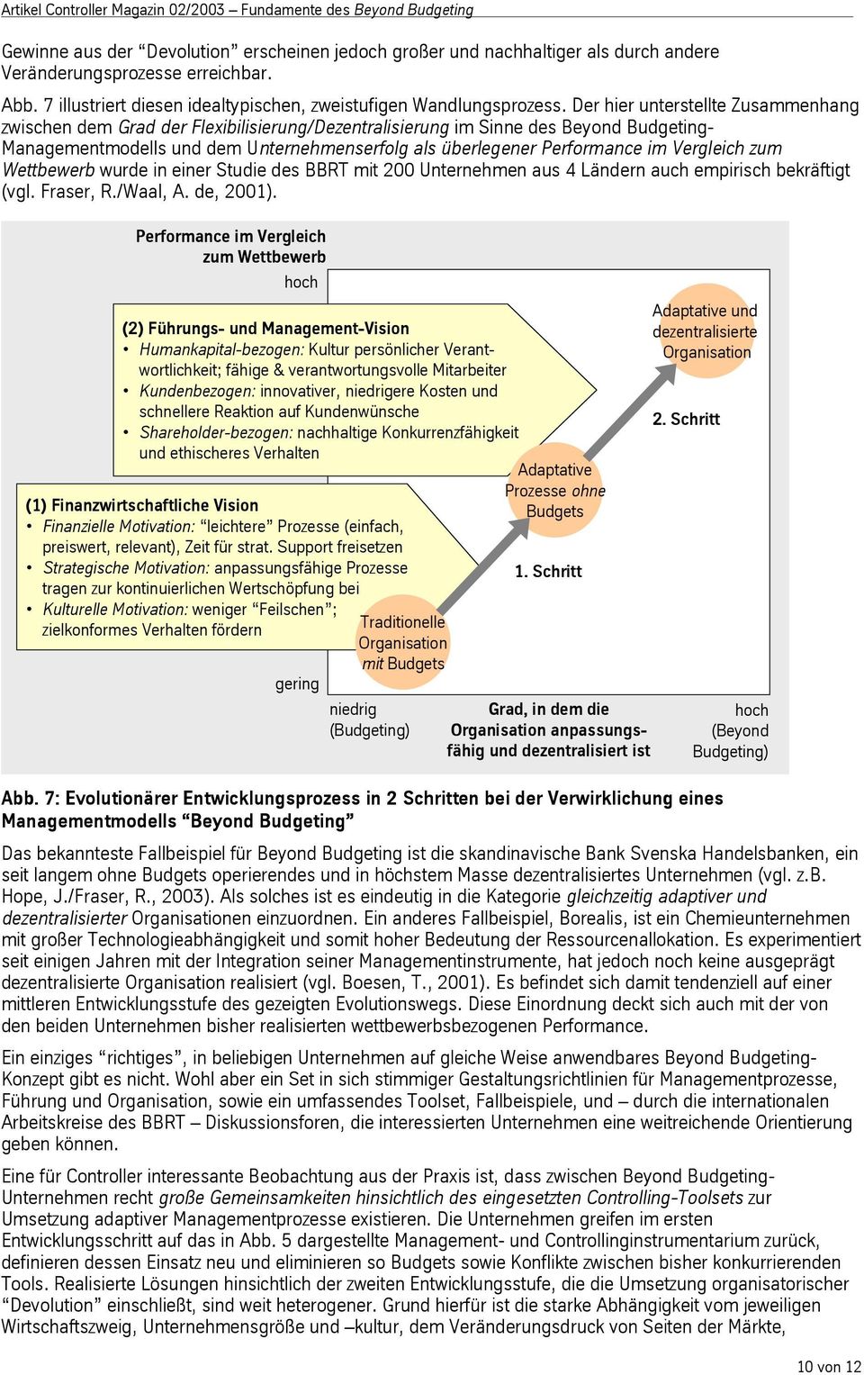 Vergleich zum Wettbewerb wurde in einer Studie des BBRT mit 200 Unternehmen aus 4 Ländern auch empirisch bekräftigt (vgl. Fraser, R./Waal, A. de, 2001).