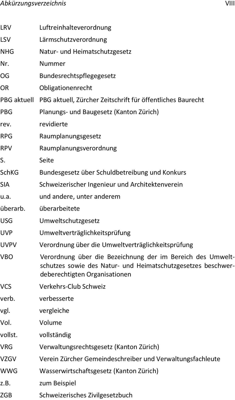 Baurecht PBG rev. RPG RPV Planungs- und Baugesetz (Kanton Zürich) revidierte S. Seite SchKG SIA u.a. übe