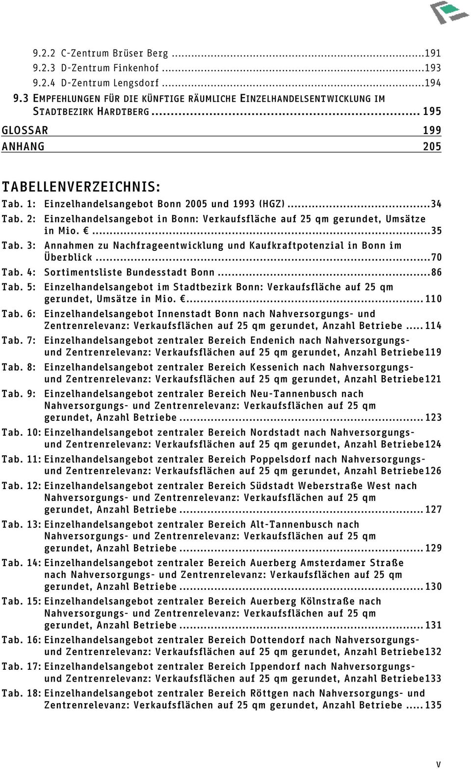 ...35 Tab. 3: Annahmen zu Nachfrageentwicklung und Kaufkraftpotenzial in Bonn im Überblick...70 Tab. 4: Sortimentsliste Bundesstadt Bonn...86 Tab.