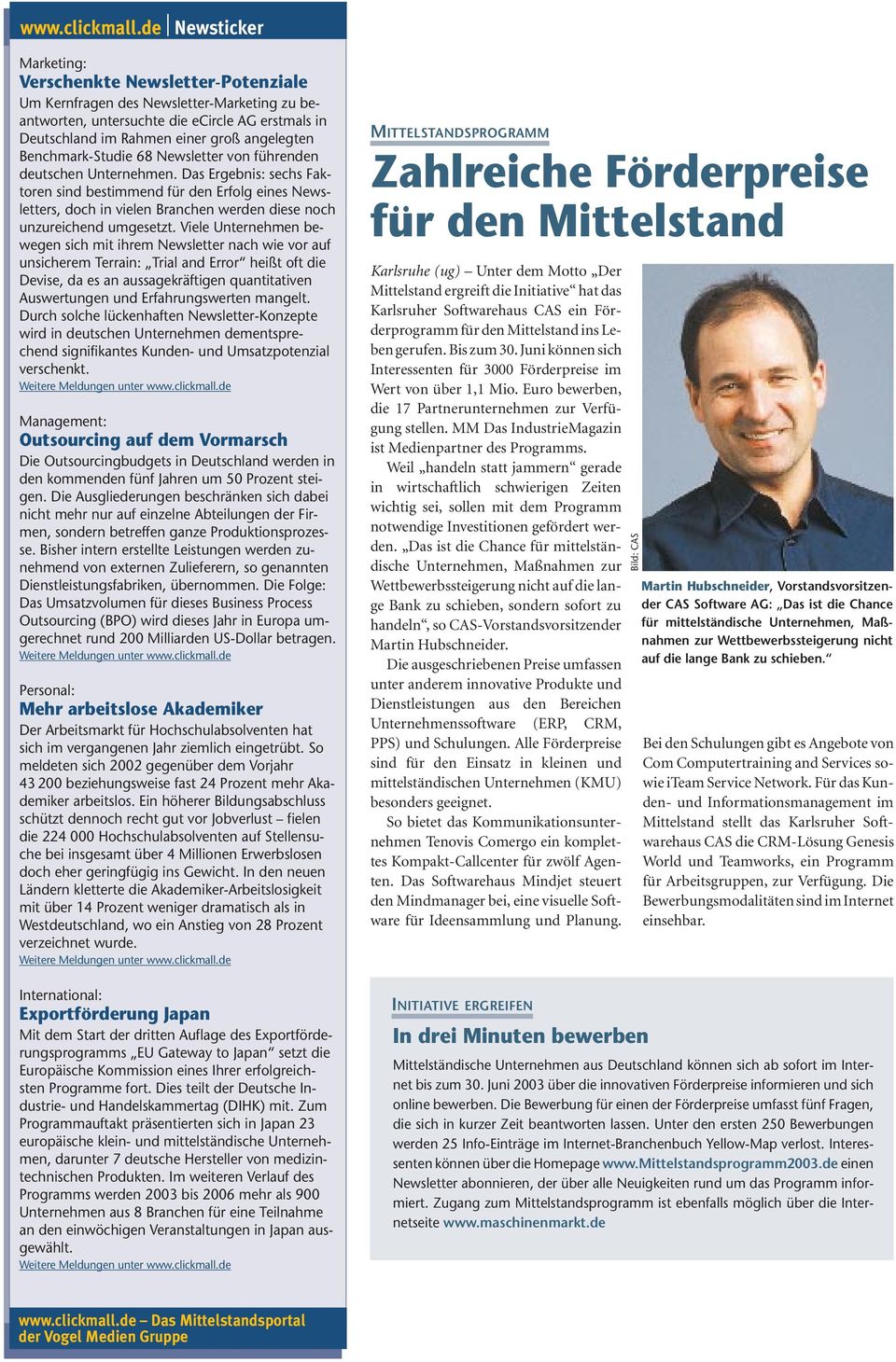 Benchmark-Studie 68 Newsletter von führenden deutschen Unternehmen.
