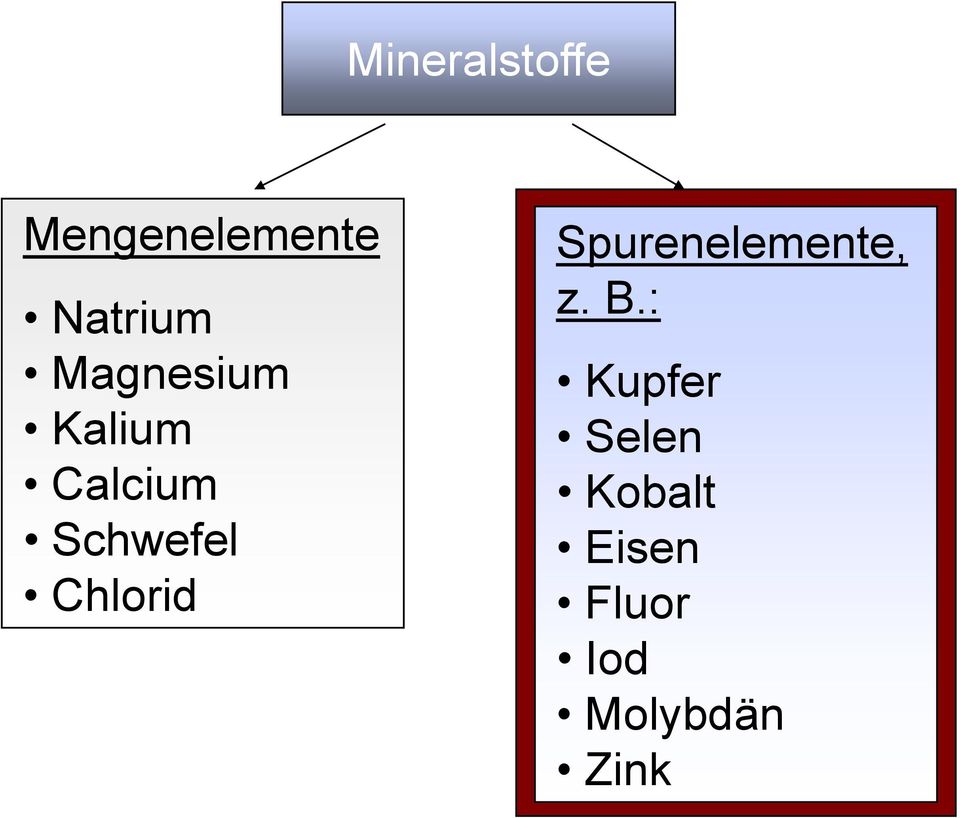 Chlorid Spurenelemente, z. B.