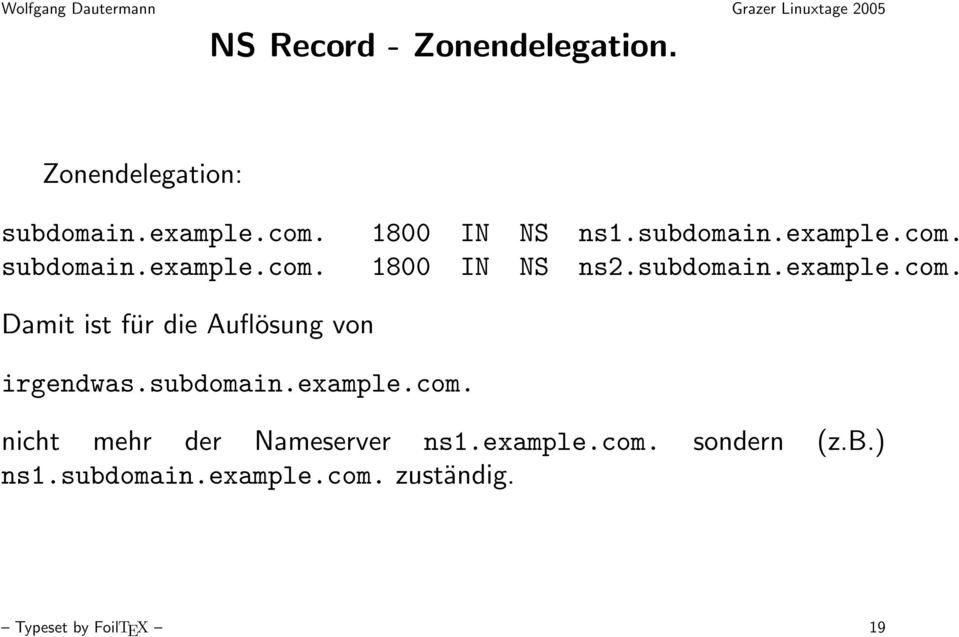 subdomain.example.com. nicht mehr der Nameserver ns1.example.com. sondern (z.b.) ns1.