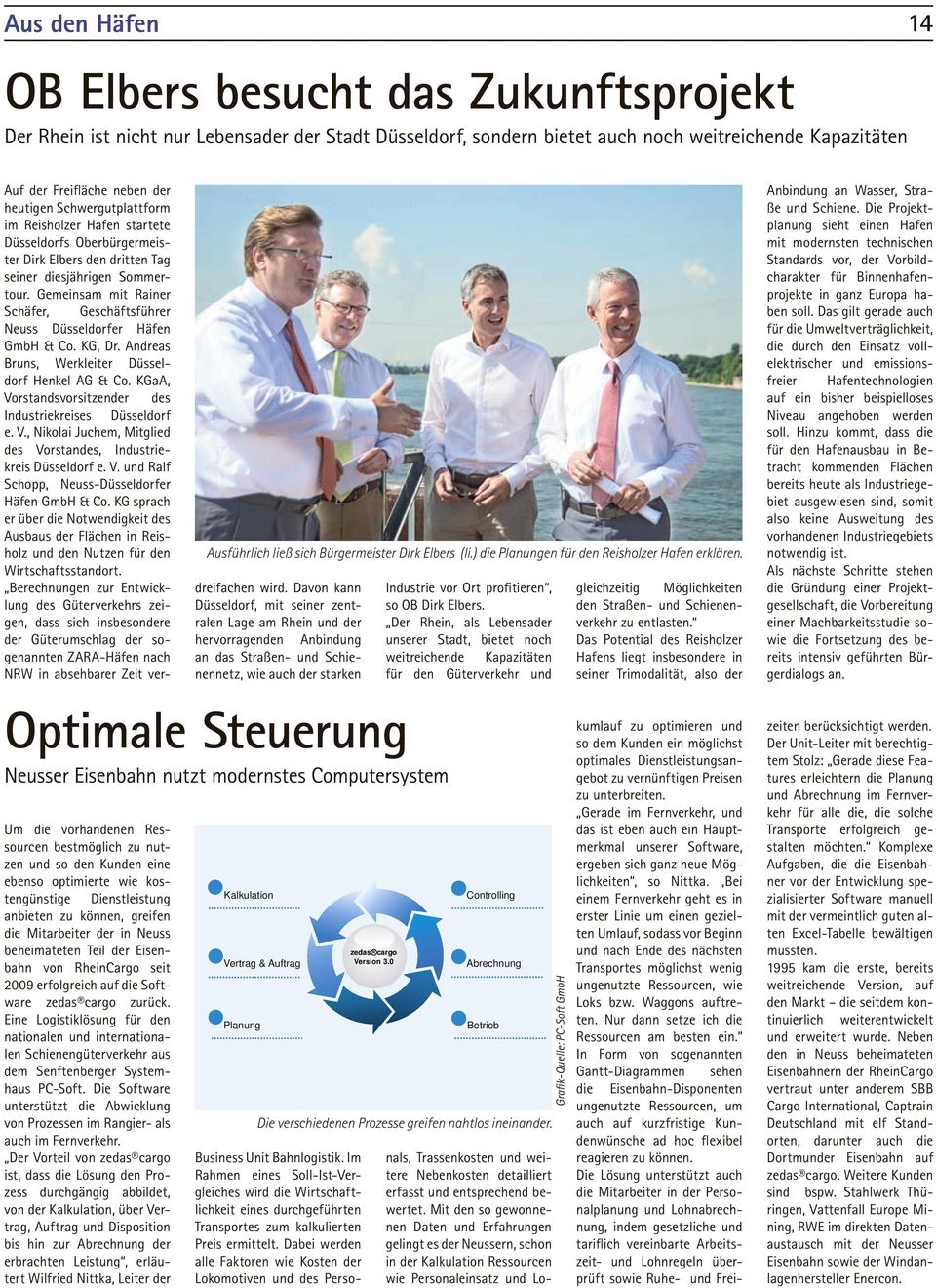 Gemeinsam mit Rainer Schäfer, Geschäftsführer Neuss Düsseldorfer Häfen GmbH & Co. KG, Dr. Andreas Bruns, Werkleiter Düsseldorf Henkel AG & Co.