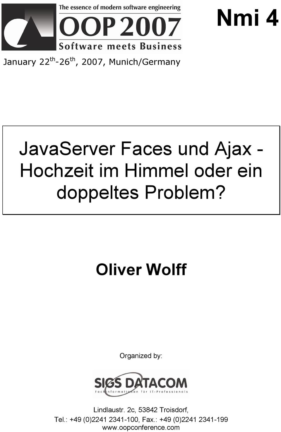 Oliver Wolff Organized by: Lindlaustr. 2c, 53842 Troisdorf, Tel.