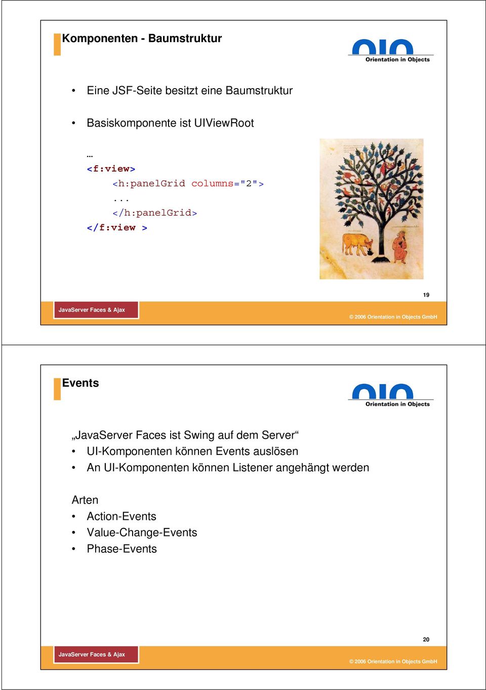 .. </h:panelgrid> </f:view > 19 Events JavaServer Faces ist Swing auf dem Server