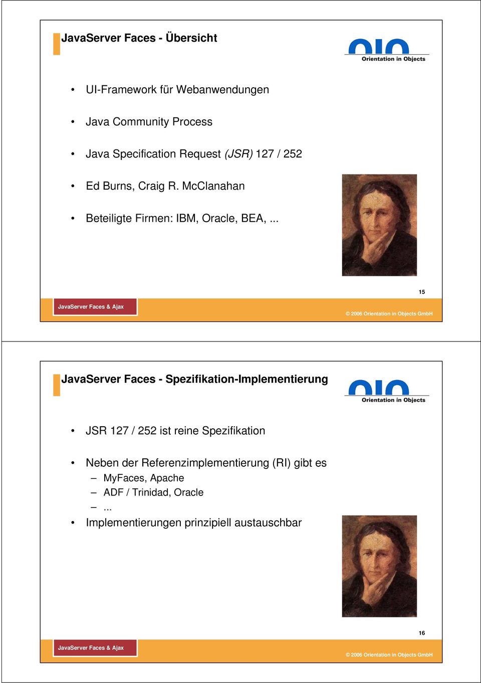 .. 15 JavaServer Faces - Spezifikation-Implementierung JSR 127 / 252 ist reine Spezifikation Neben der