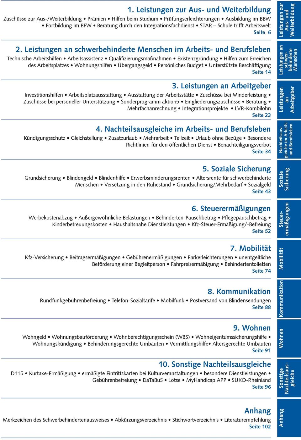 Leistungen an schwerbehinderte Menschen im Arbeits- und Berufsleben Technische Arbeitshilfen Arbeitsassistenz Qualifizierungsmaßnahmen Existenzgründung Hilfen zum Erreichen des Arbeitsplatzes