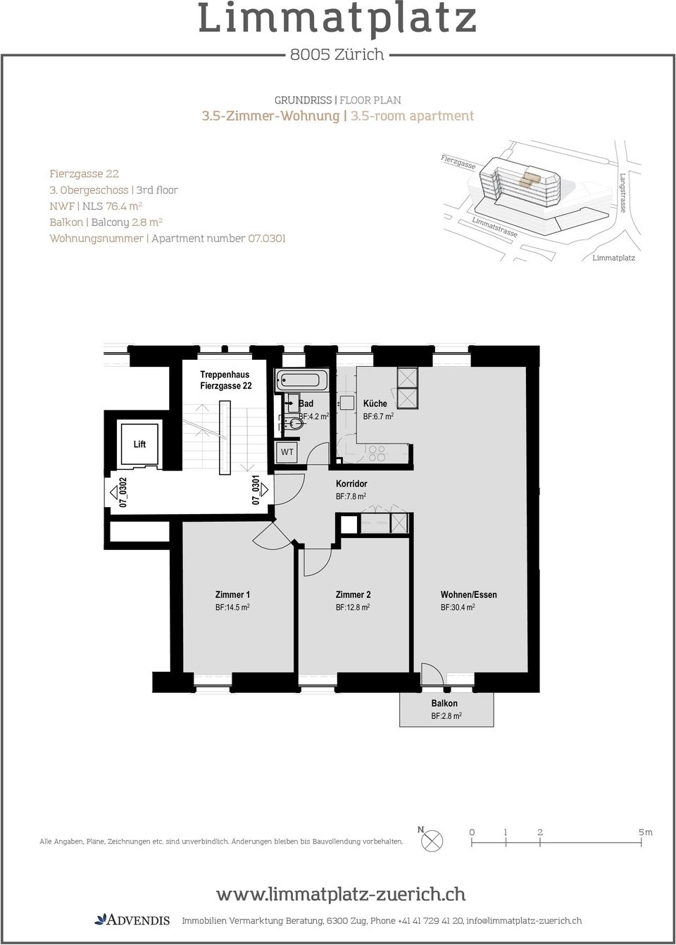 8 m 2 Wohnungsnummer Apartment number 07.0301 BF:4.2 m 2 BF:6.