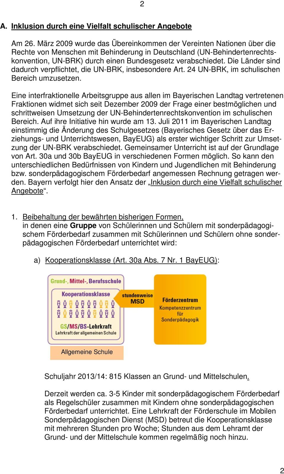 Die Länder sind dadurch verpflichtet, die UN-BRK, insbesondere Art. 24 UN-BRK, im schulischen Bereich umzusetzen.