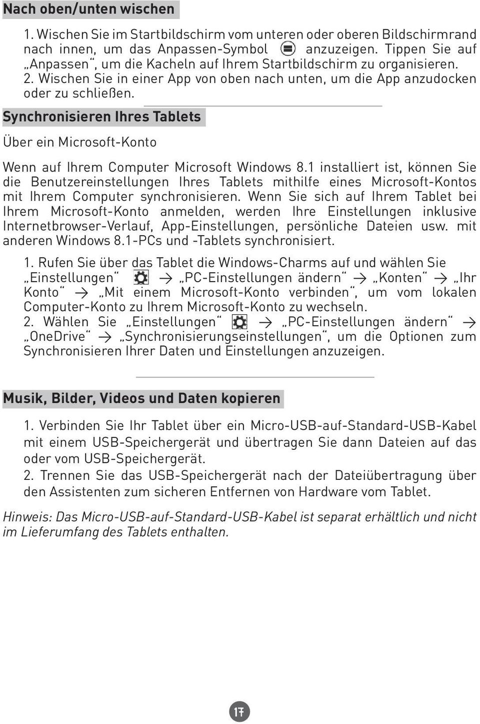 Synchronisieren Ihres Tablets Über ein Microsoft-Konto Wenn auf Ihrem Computer Microsoft Windows 8.