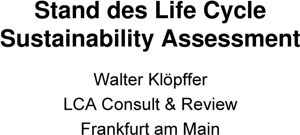 Walter Klöpffer LCA