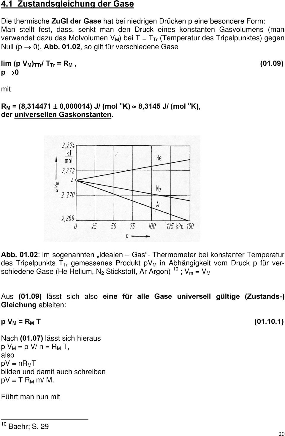 09) p 0 mit R M = (8,314471 ± 0,000014) J/ (mol o K) 8,3145 J/ (mol o K), der universellen Gaskonstanten. Abb. 01.