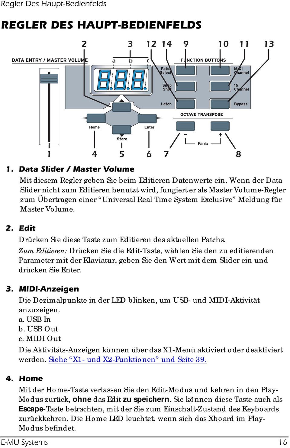 Edit Drücken Sie diese Taste zum Editieren des aktuellen Patchs.