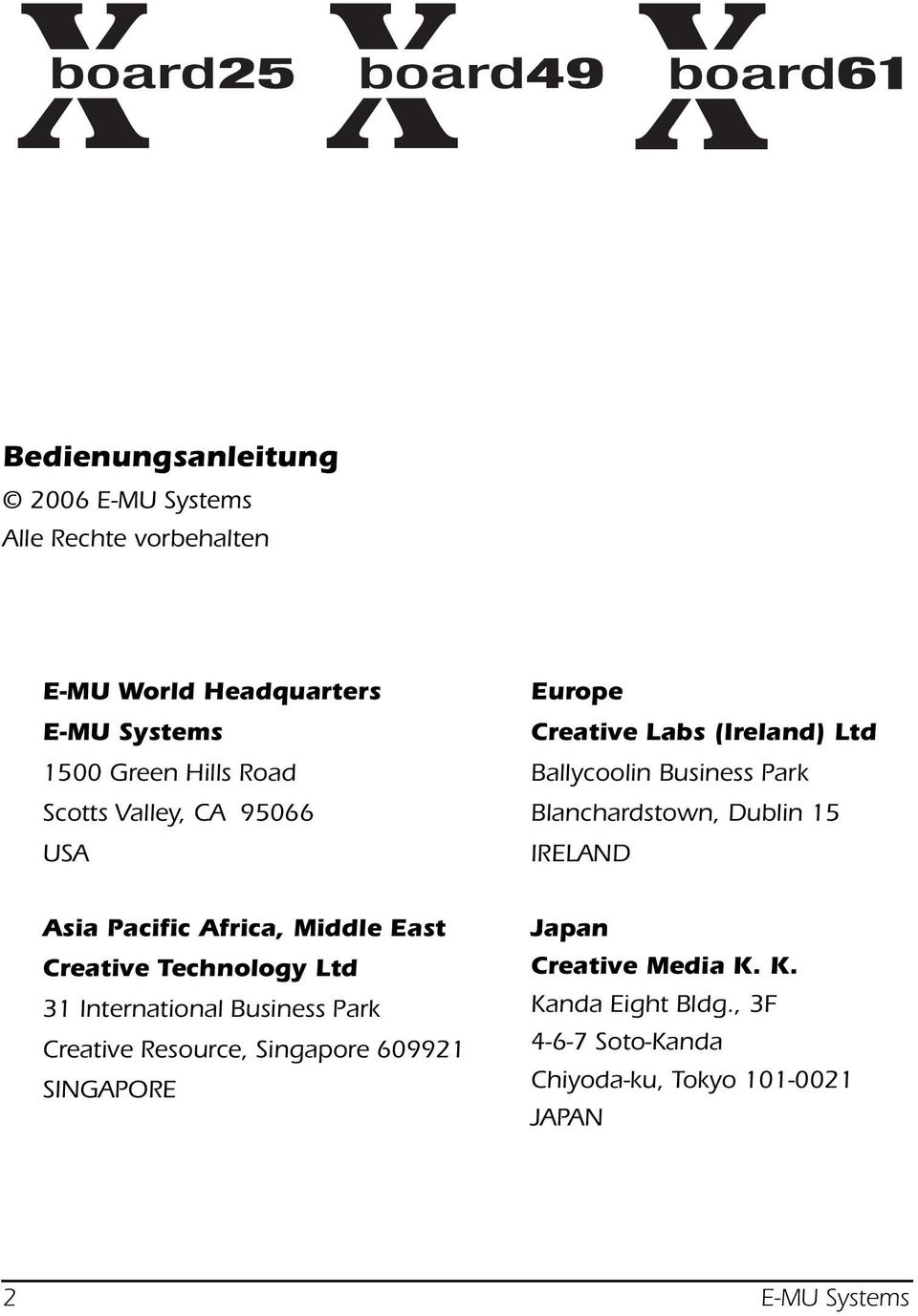Asia Pacific Africa, Middle East Creative Technology Ltd 31 International Business Park Creative Resource, Singapore