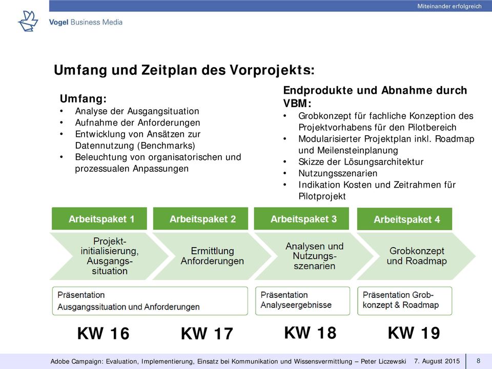 den Pilotbereich Modularisierter Projektplan inkl.