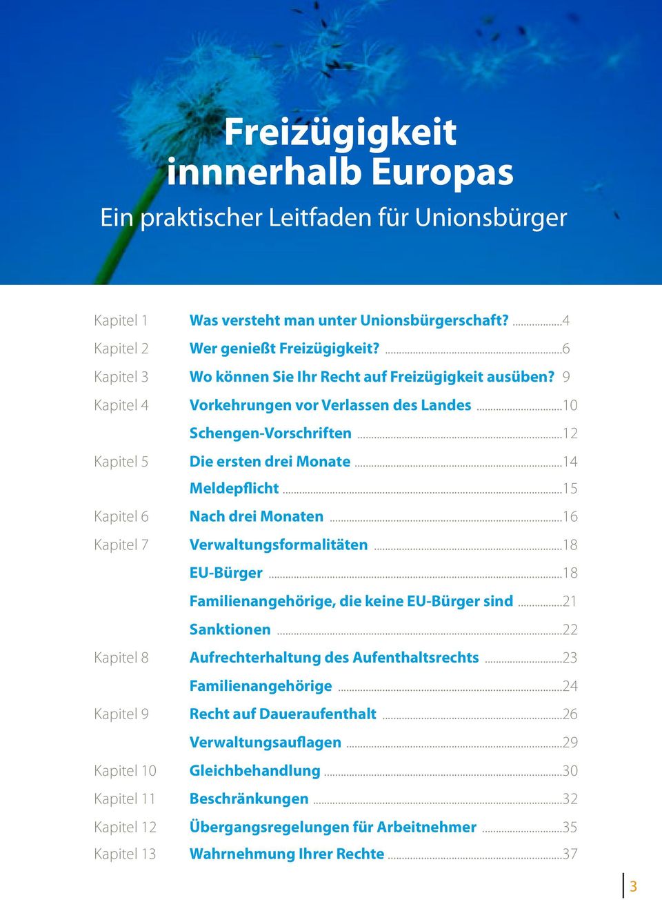 ..15 Kapitel 6 Nach drei Monaten...16 Kapitel 7 Verwaltungsformalitäten...18 EU-Bürger...18 Familienangehörige, die keine EU-Bürger sind...21 Sanktionen.