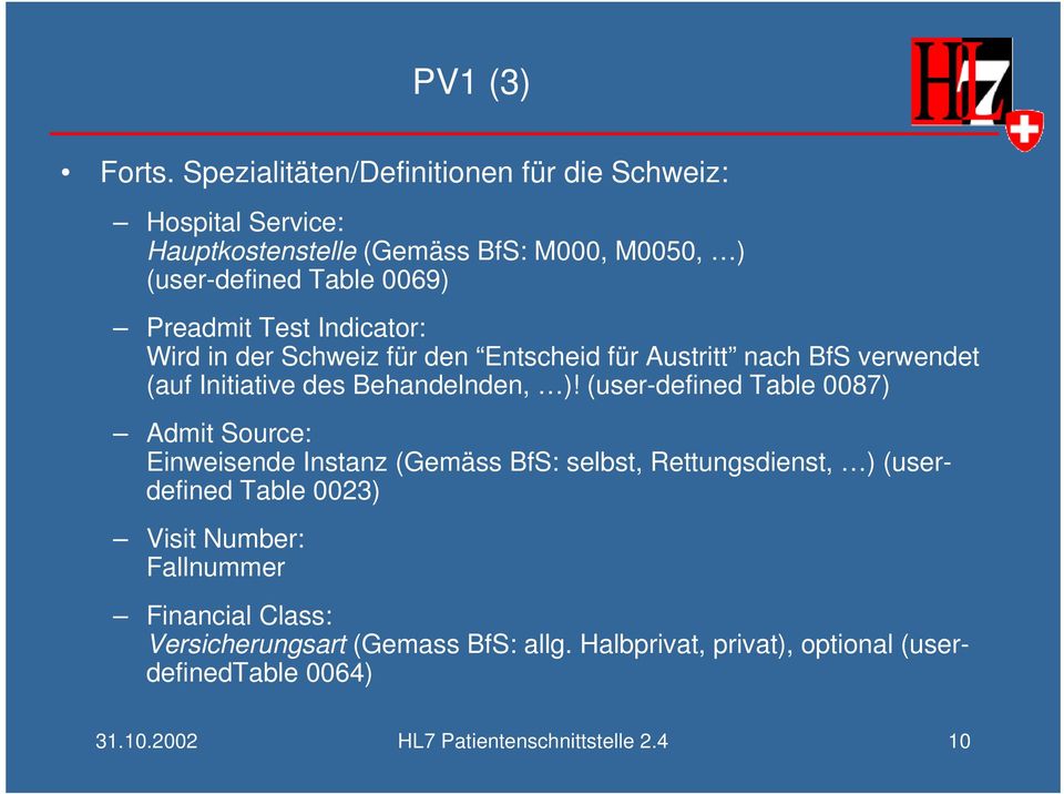 Test Indicator: Wird in der Schweiz für den Entscheid für Austritt nach BfS verwendet (auf Initiative des Behandelnden, )!