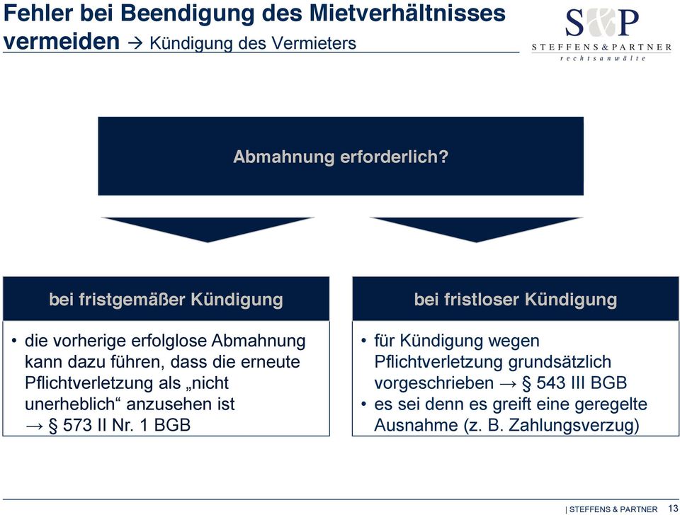 die erneute Pflichtverletzung als nicht unerheblich anzusehen ist 573 II Nr.