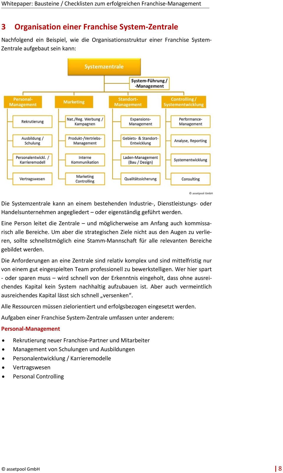 Eine Person leitet die Zentrale und möglicherweise am Anfang auch kommissarisch alle Bereiche.