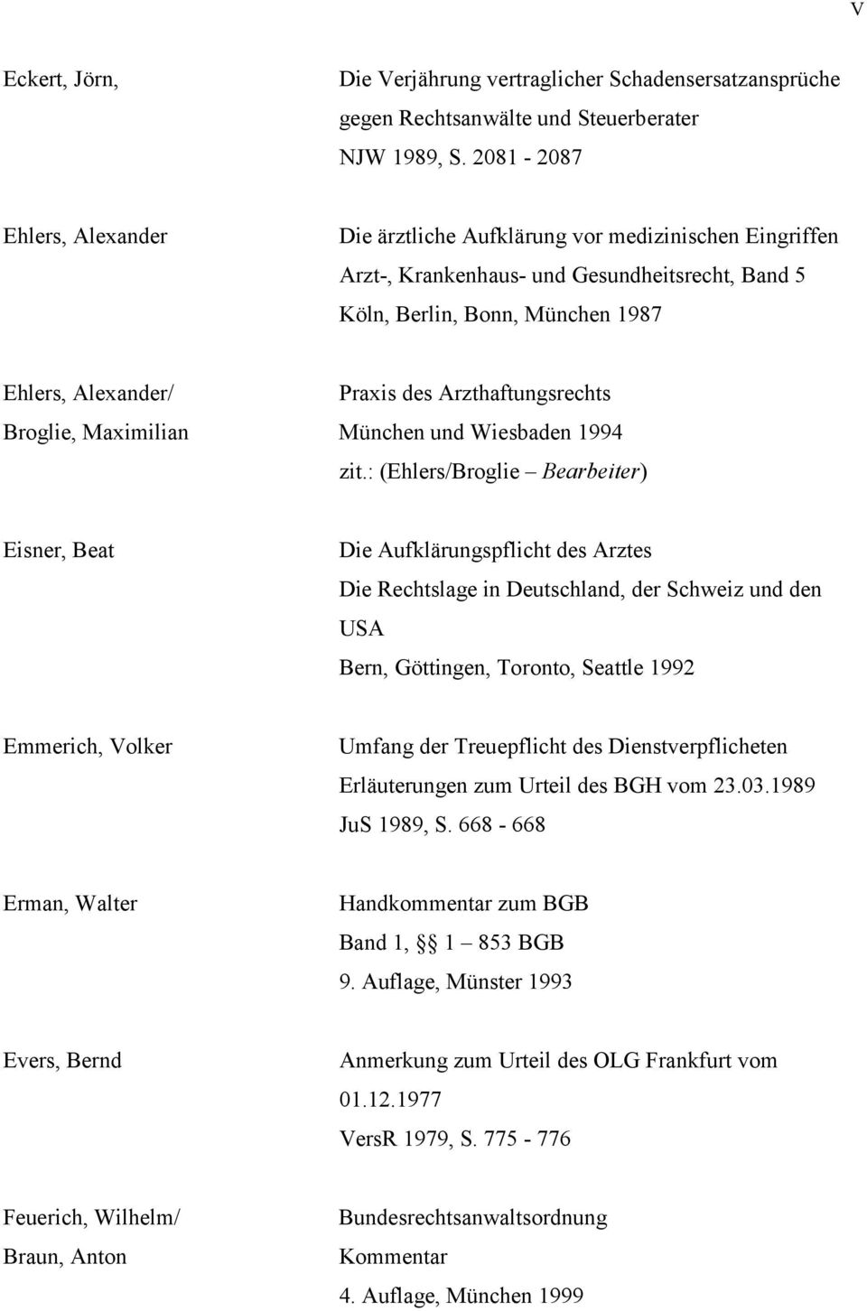 Arzthaftungsrechts Broglie, Maximilian München und Wiesbaden 1994 zit.