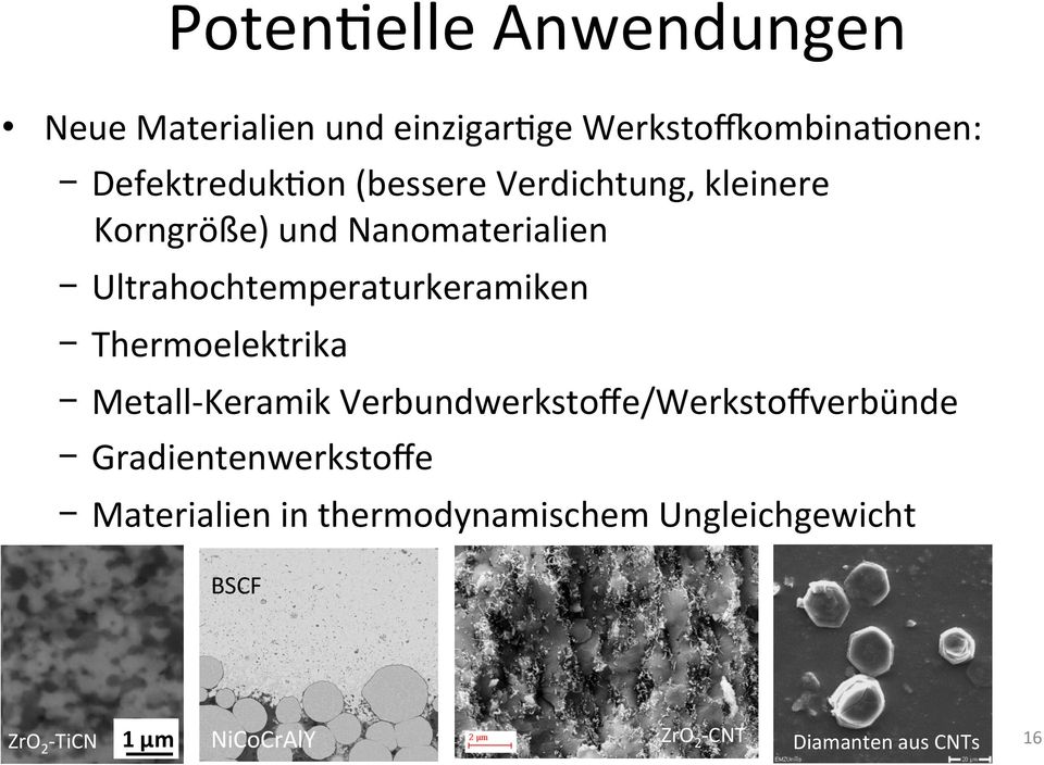 kleinere Korngröße) und Nanomaterialien C B - Ultrahochtemperaturkeramiken - Thermoelektrika C B - Metall- Keramik