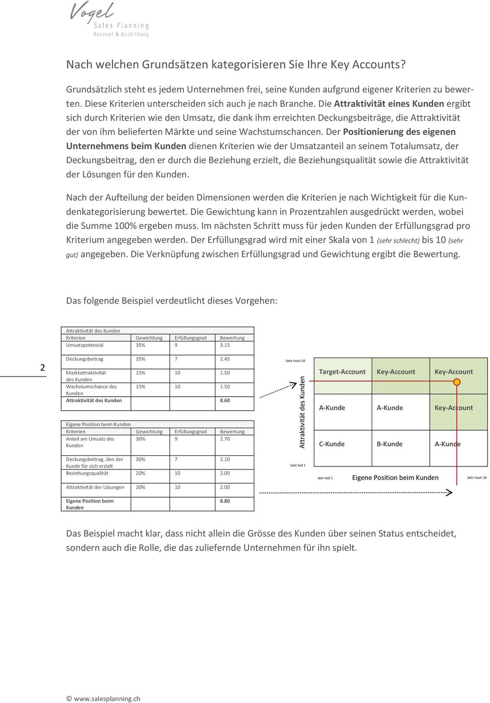 Die Attraktivität eines ergibt sich durch Kriterien wie den Umsatz, die dank ihm erreichten Deckungsbeiträge, die Attraktivität der von ihm belieferten Märkte und seine Wachstumschancen.