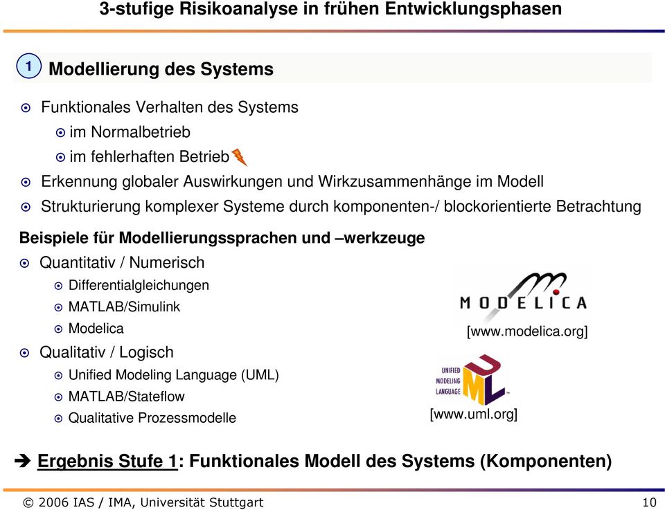Beispiele für Modellierungssprachen und werkzeuge Quantitativ / Numerisch Differentialgleichungen MATLAB/Simulink Modelica [www.modelica.