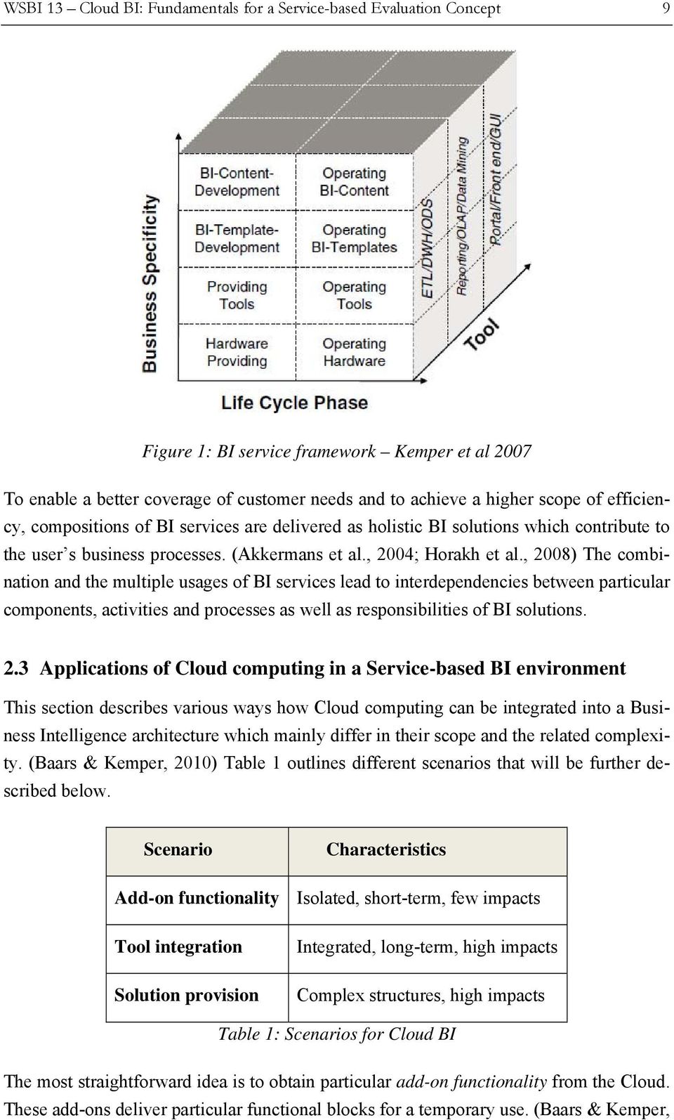 , 2008) The combination and the multiple usages of BI services lead to interdependencies between particular components, activities and processes as well as responsibilities of BI solutions. 2.3