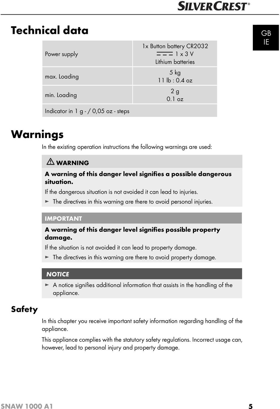 If the dangerous situation is not avoided it can lead to injuries. The directives in this warning are there to avoid personal injuries.