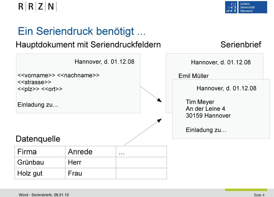 zu... Datenquelle Hannover, d. 01.12.08 Firma Anrede.