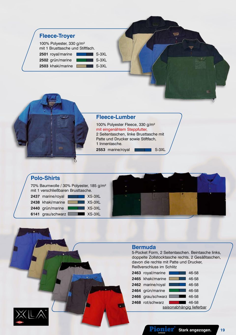 Drucker sowie Stiftfach, 1 Innentasche. 2553 marine/royal S-3XL Polo-Shirts 70% Baumwolle / 30% Polyester, 185 g/m² mit 1 verschließbaren Brusttasche.