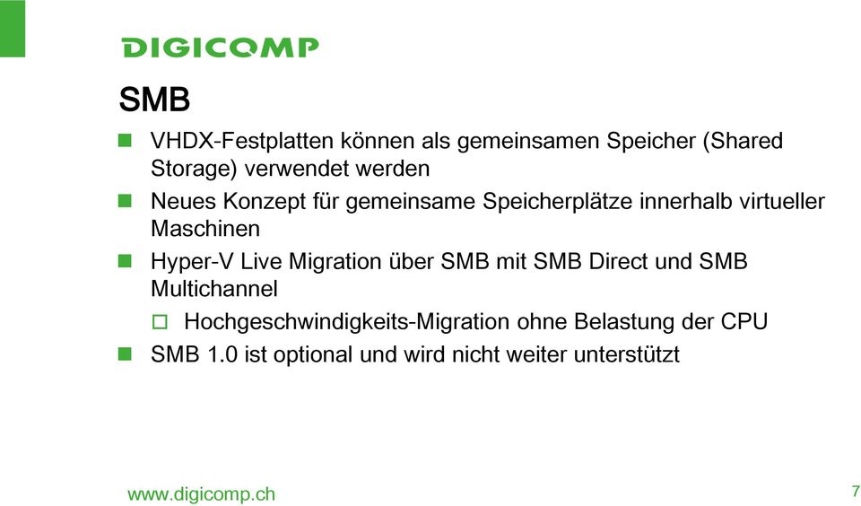 Migration über SMB mit SMB Direct und SMB Multichannel Hochgeschwindigkeits-Migration