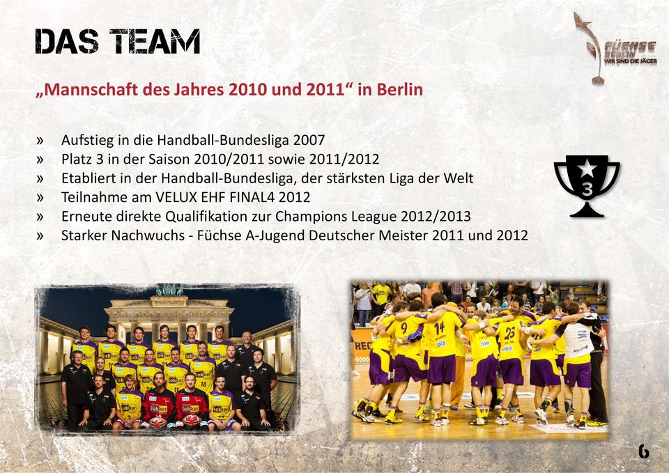der stärksten Liga der Welt» Teilnahme am VELUX EHF FINAL4 2012» Erneute direkte Qualifikation