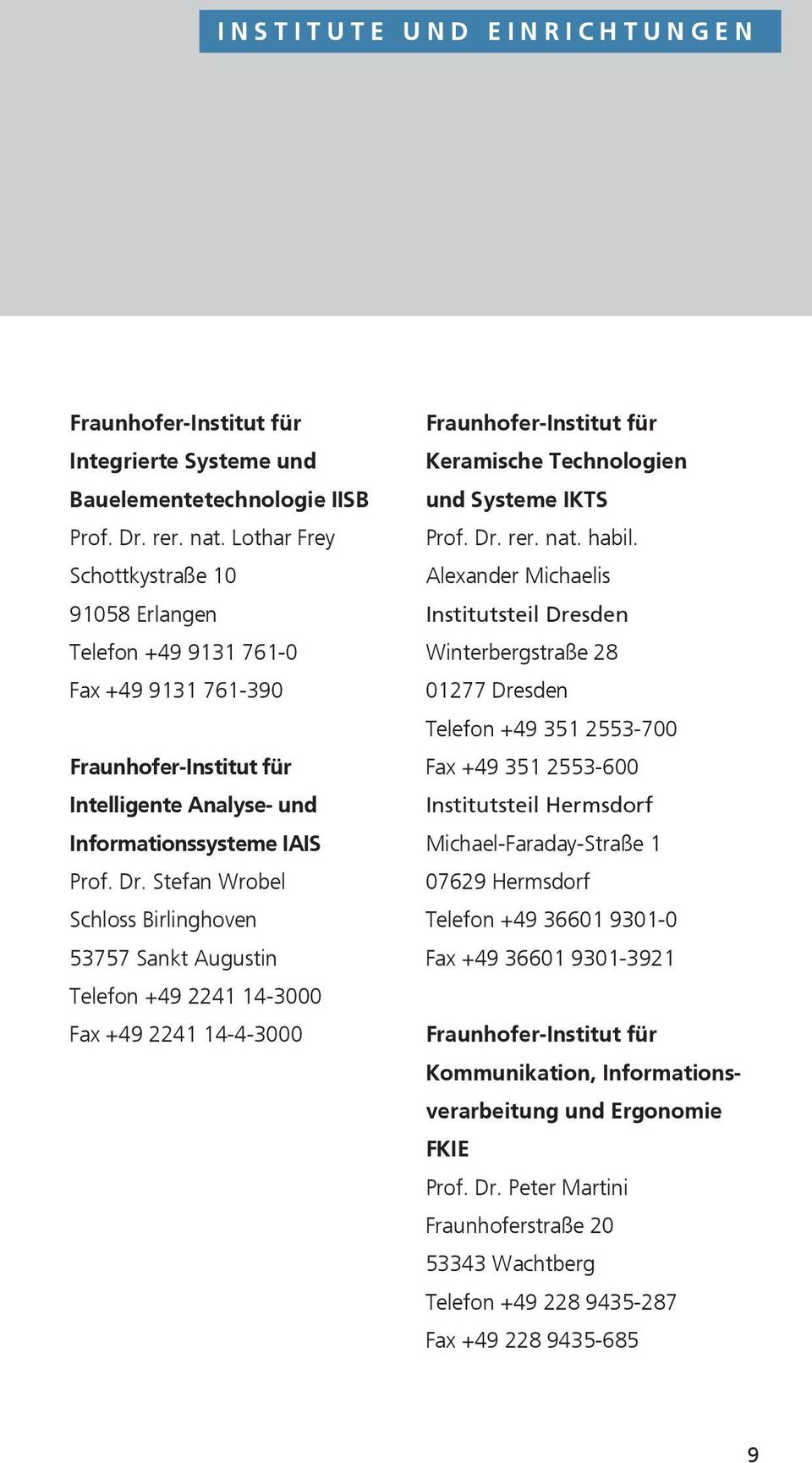 Stefan Wrobel Schloss Birlinghoven 53757 Sankt Augustin Telefon +49 2241 14-3000 Fax +49 2241 14-4-3000 Keramische Technologien und Systeme IKTS Prof. Dr. rer. nat. habil.