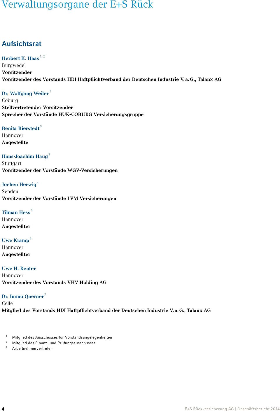 Vorstände WGV-Versicherungen Jochen Herwig 1 Senden Vorsitzender der Vorstände LVM Versicherungen Tilman Hess 3 Hannover Angestellter Uwe Kramp 3 Hannover Angestellter Uwe H.